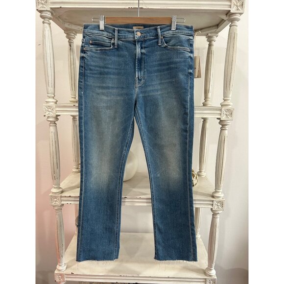 Mother Mid Rise Dazzler Ankle Fray In Riding Cliffside Size 32 Straight Jeans - Picture 6 of 8